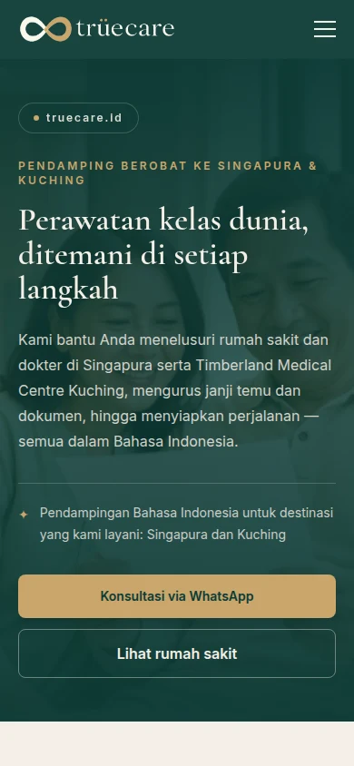 TrueCare actual mobile website on phone