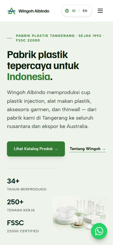 Wingoh actual mobile website on phone